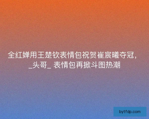 全红婵用王楚钦表情包祝贺崔宸曦夺冠，_头哥_ 表情包再掀斗图热潮