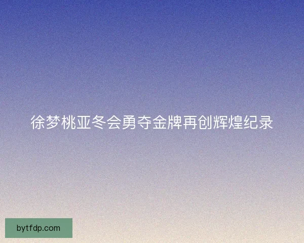 徐梦桃亚冬会勇夺金牌再创辉煌纪录